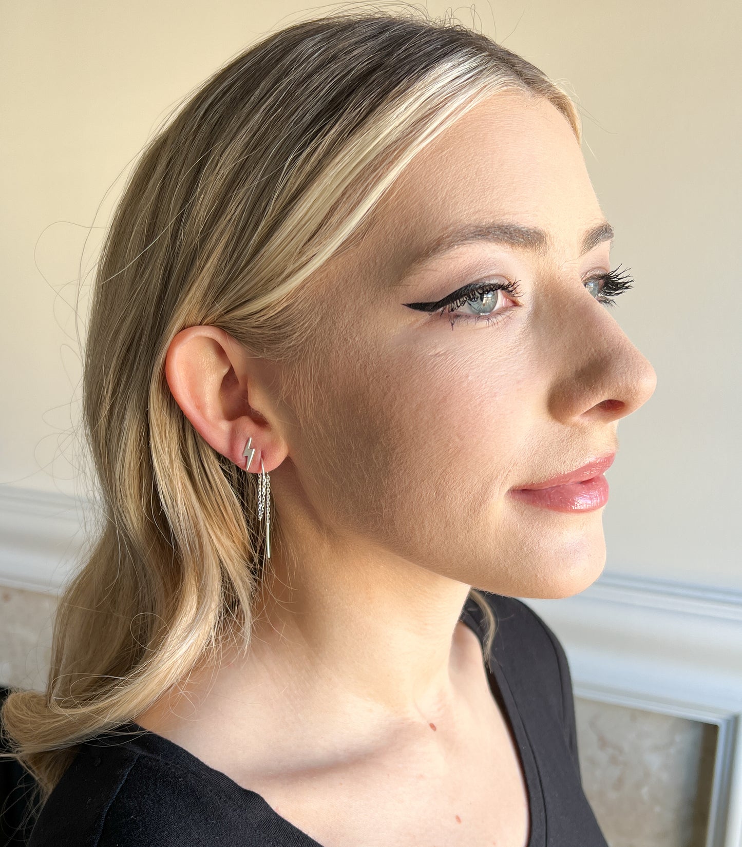 Lightning Bolt Double Piercing Earrings