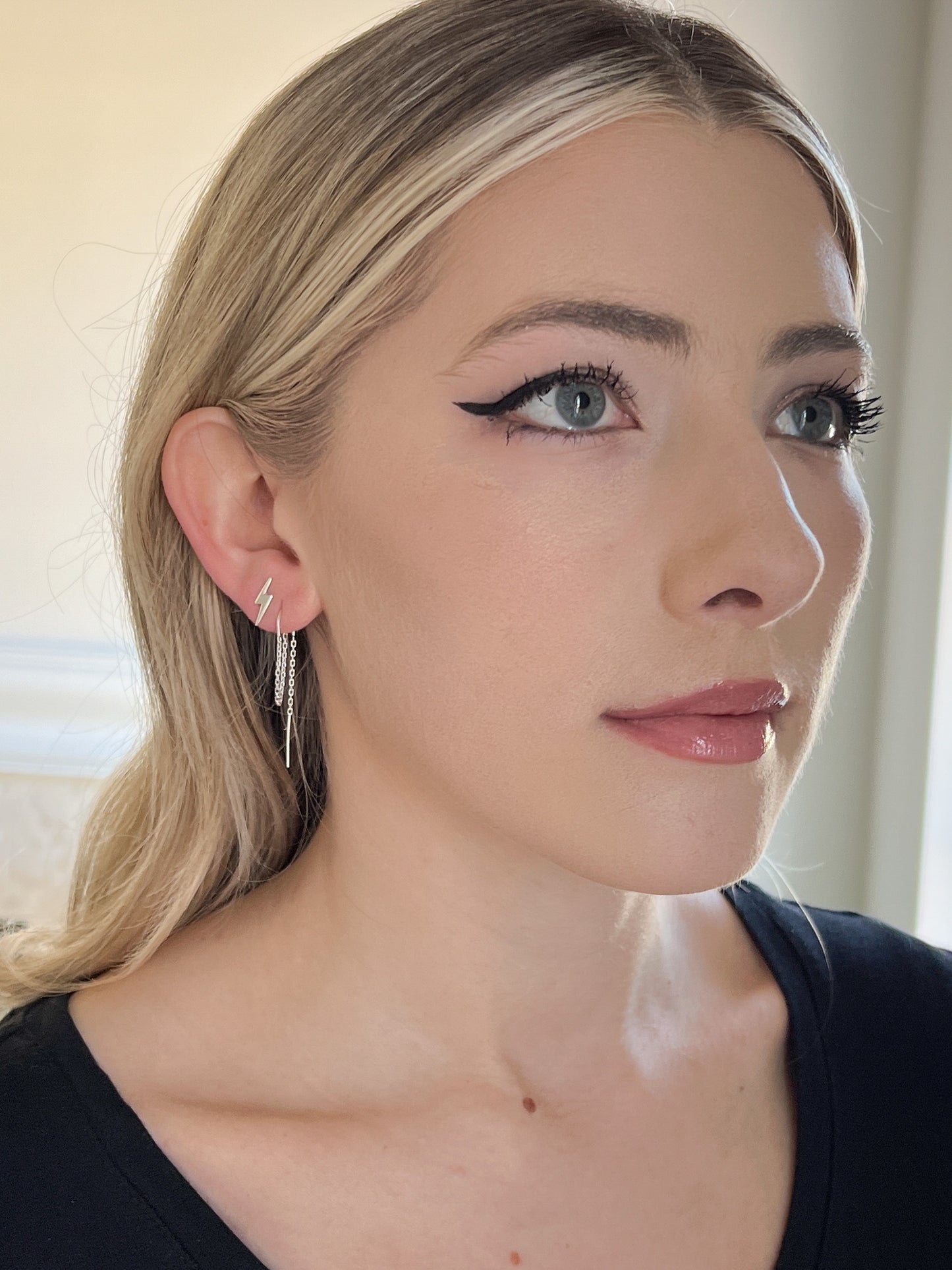 double earring set with lightning bolt stud