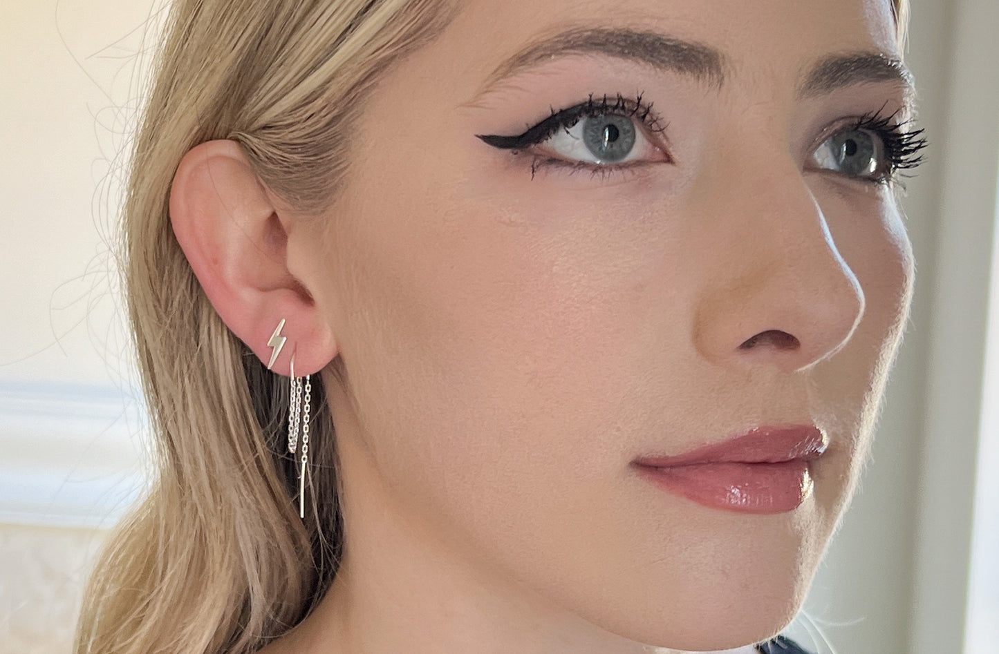 Lightning Bolt Double Piercing Earrings