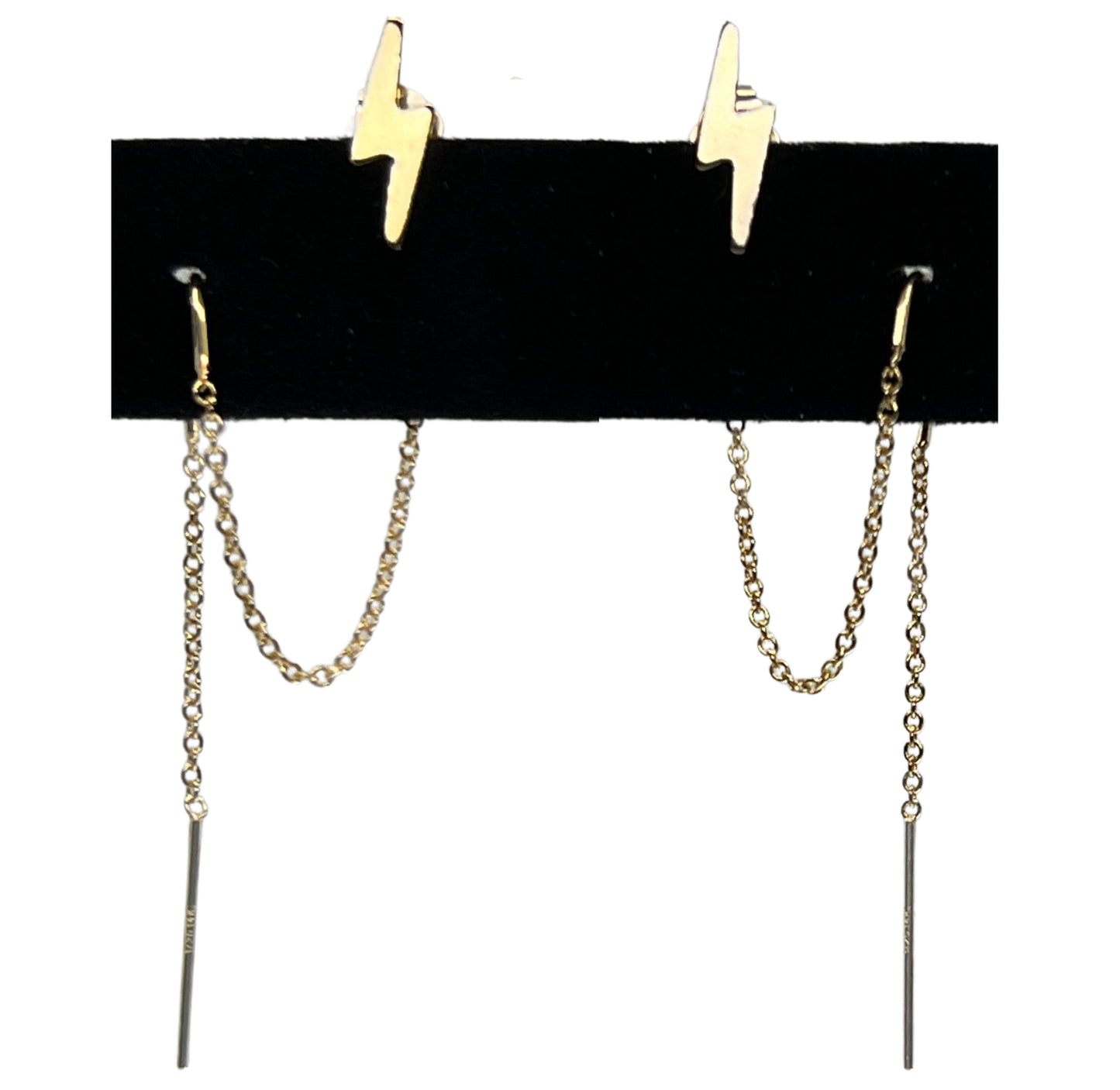 14k gold filled lightning bolt double piercing earring set