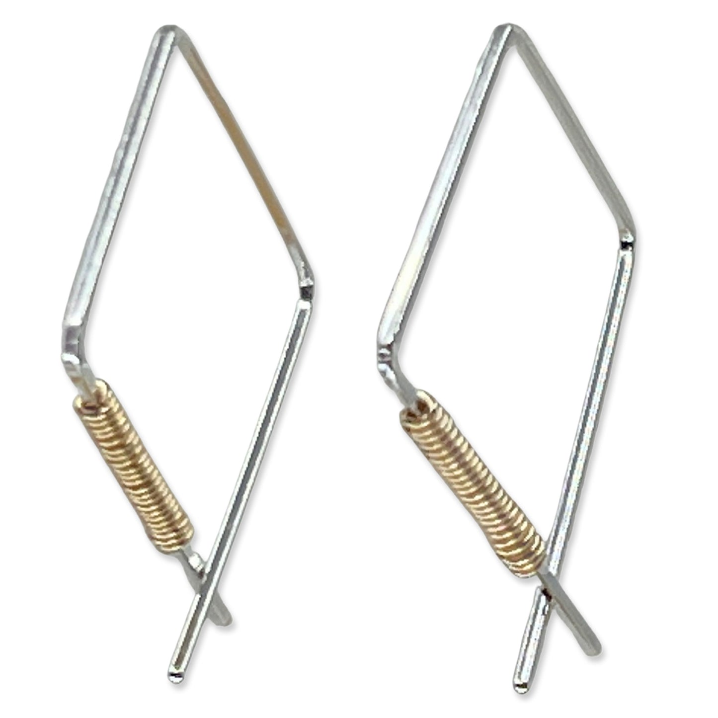 Handmade Square Hoop Earrings - Sterling Silver, 14k Gold Filled, or Mixed Metal Design