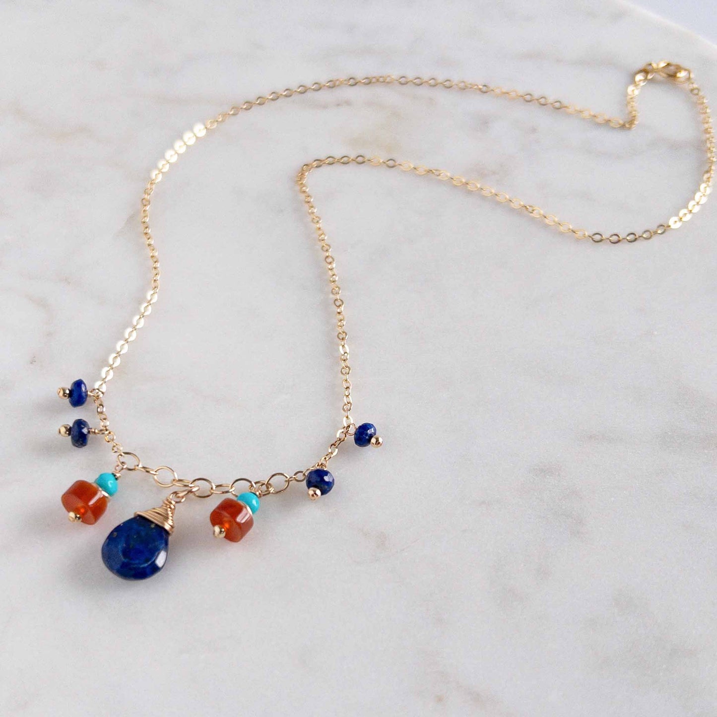 Lapis, Carnelian and Turquoise Necklace