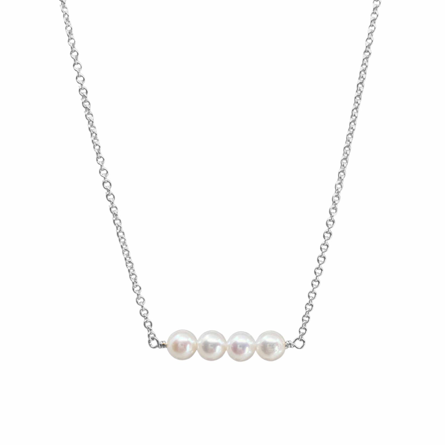 4 pearl necklace on sterling silver chain