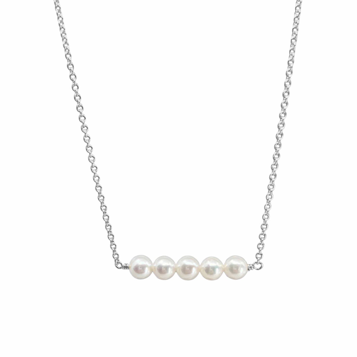 5 pearls on sterling silver chain from Lucia Collection