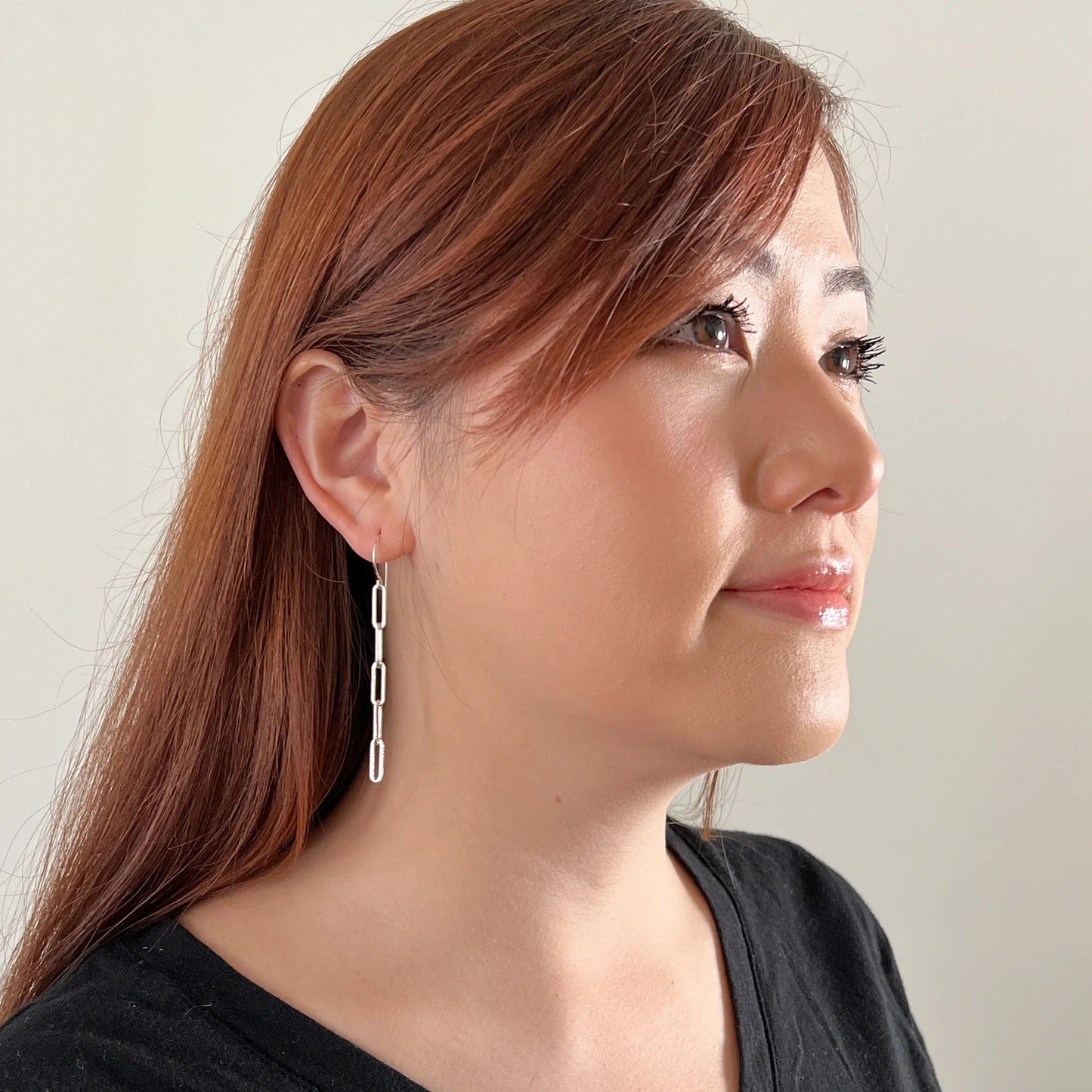 Gold Paperclip Chain Link Earrings