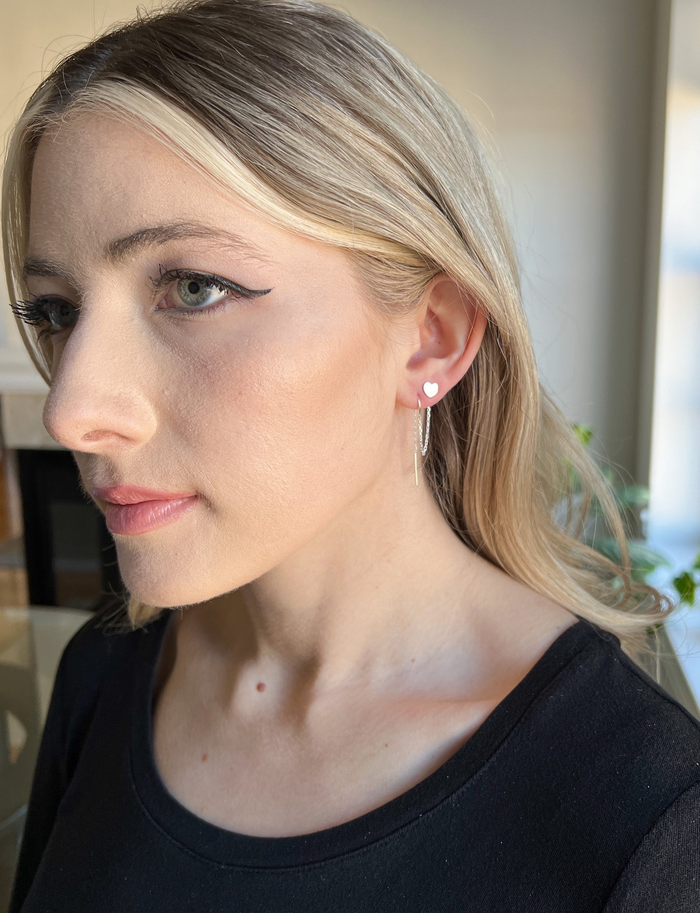 connected double earrings