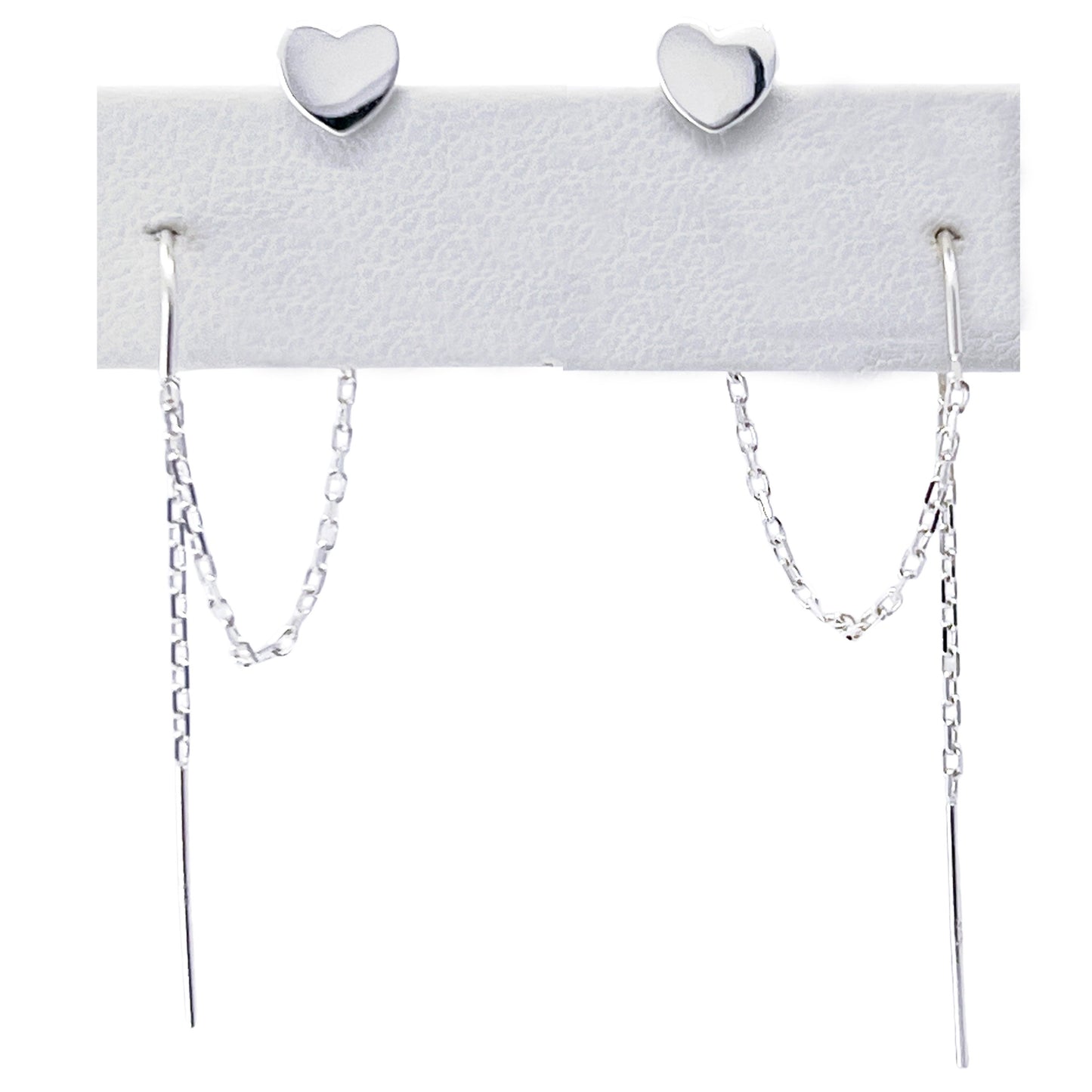 double hole earring set sterling silver heart two hole earrings