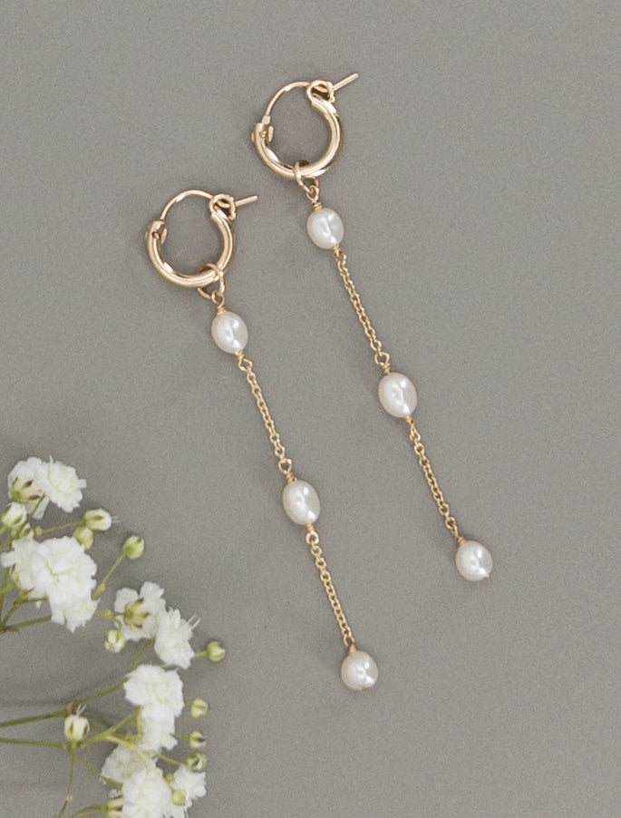 Rosa Huggie Pearl Hoop Earrings