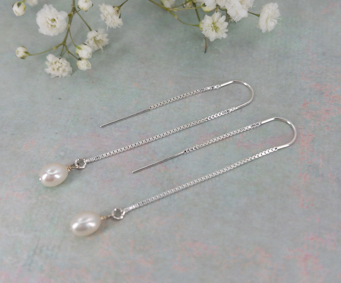 Rosa sterling silver pearl threader earrings