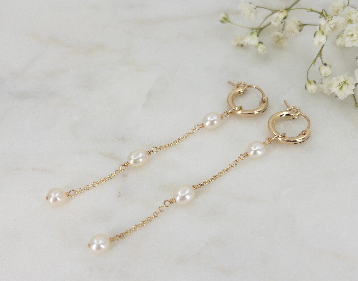 Rosa Huggie Pearl Hoop Earrings