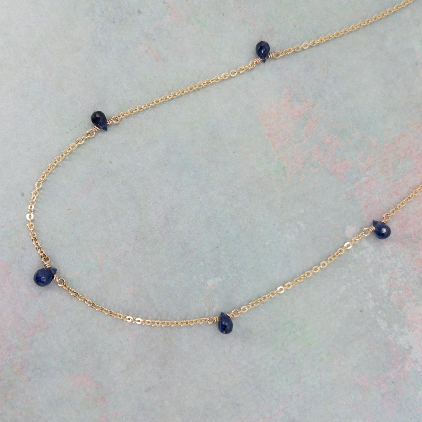 Blue Sapphire Station Necklace