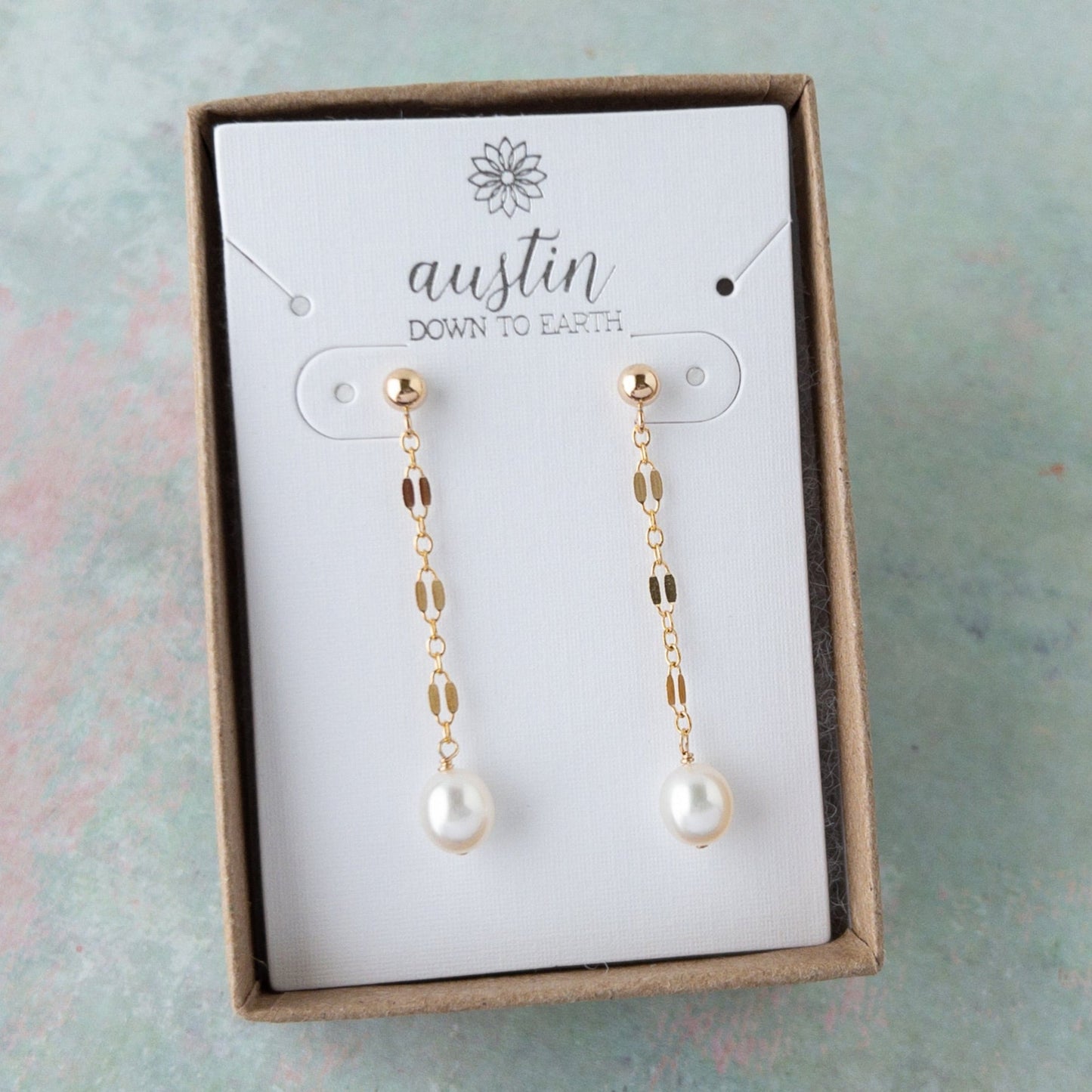 Isabella Pearl Dangle Earrings in Gift box.