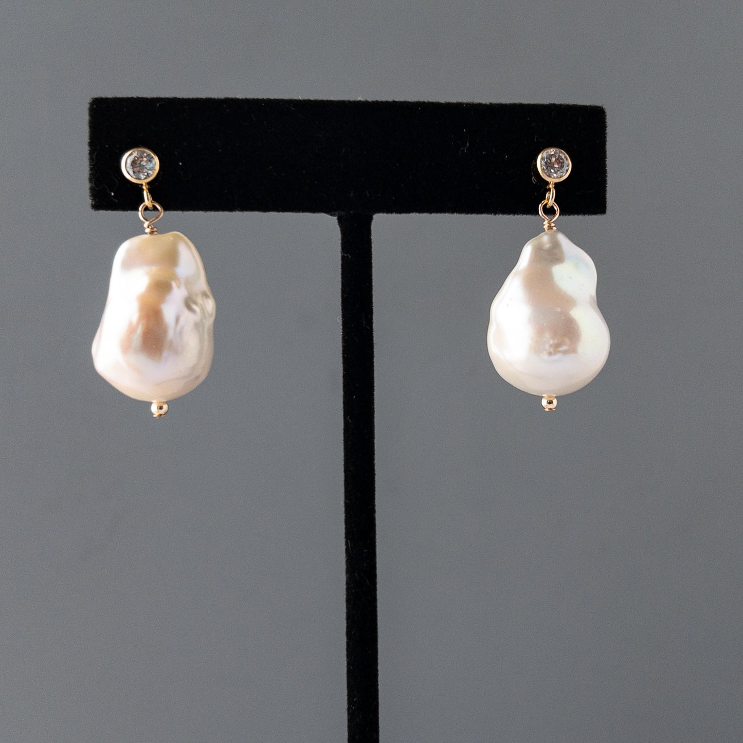 large pearls on cz studs