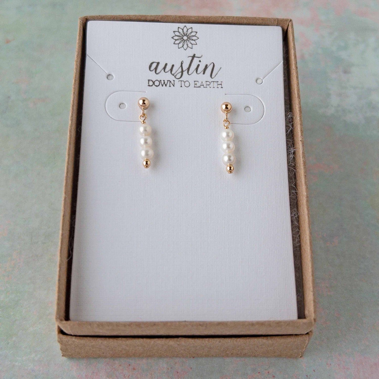 Dainty Pearl Earrings in gift box