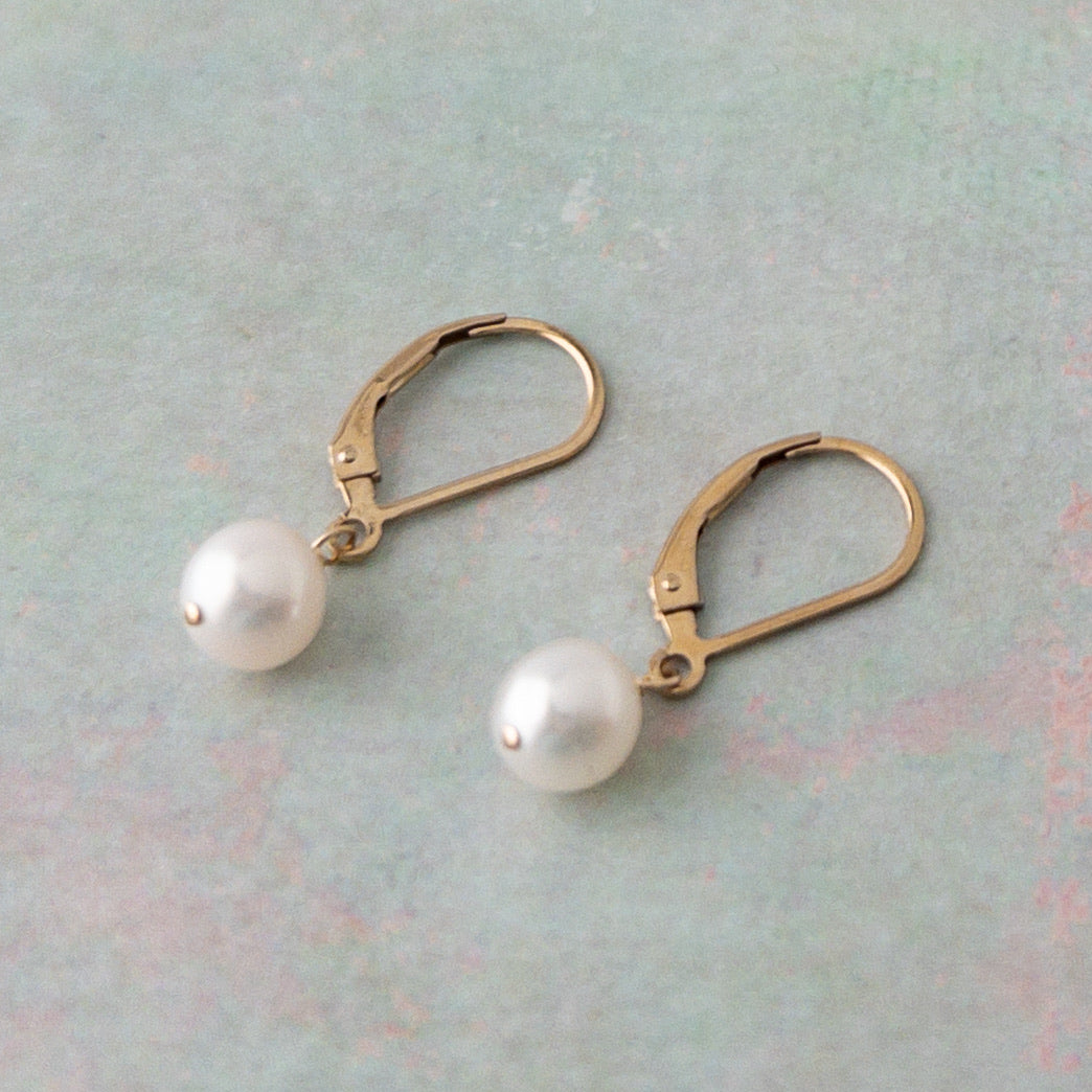 pair of Lucia white pearl earrings