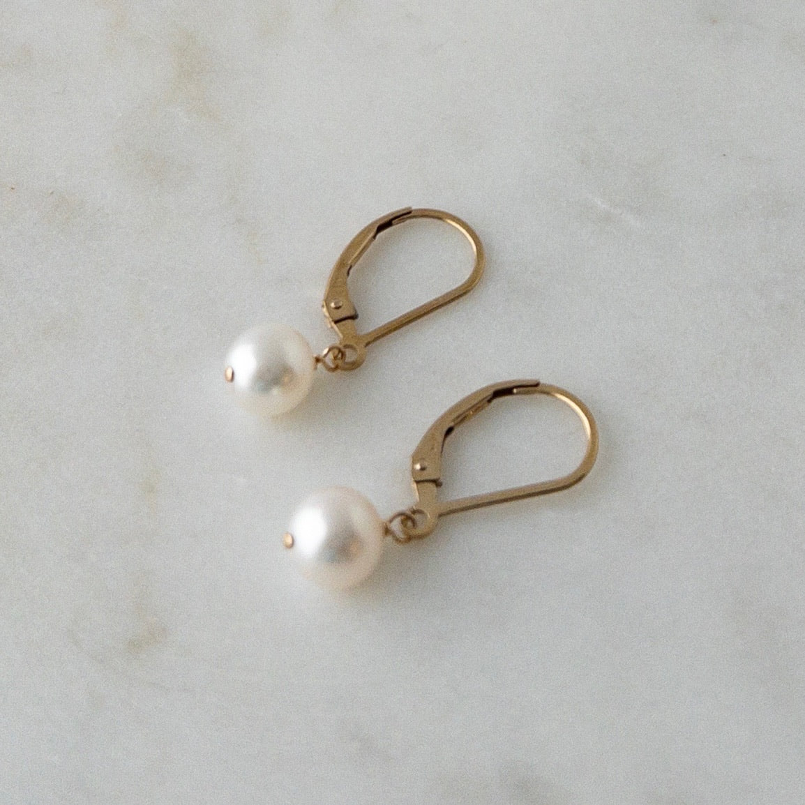 Lucia Leverback Pearl Earrings Dangle
