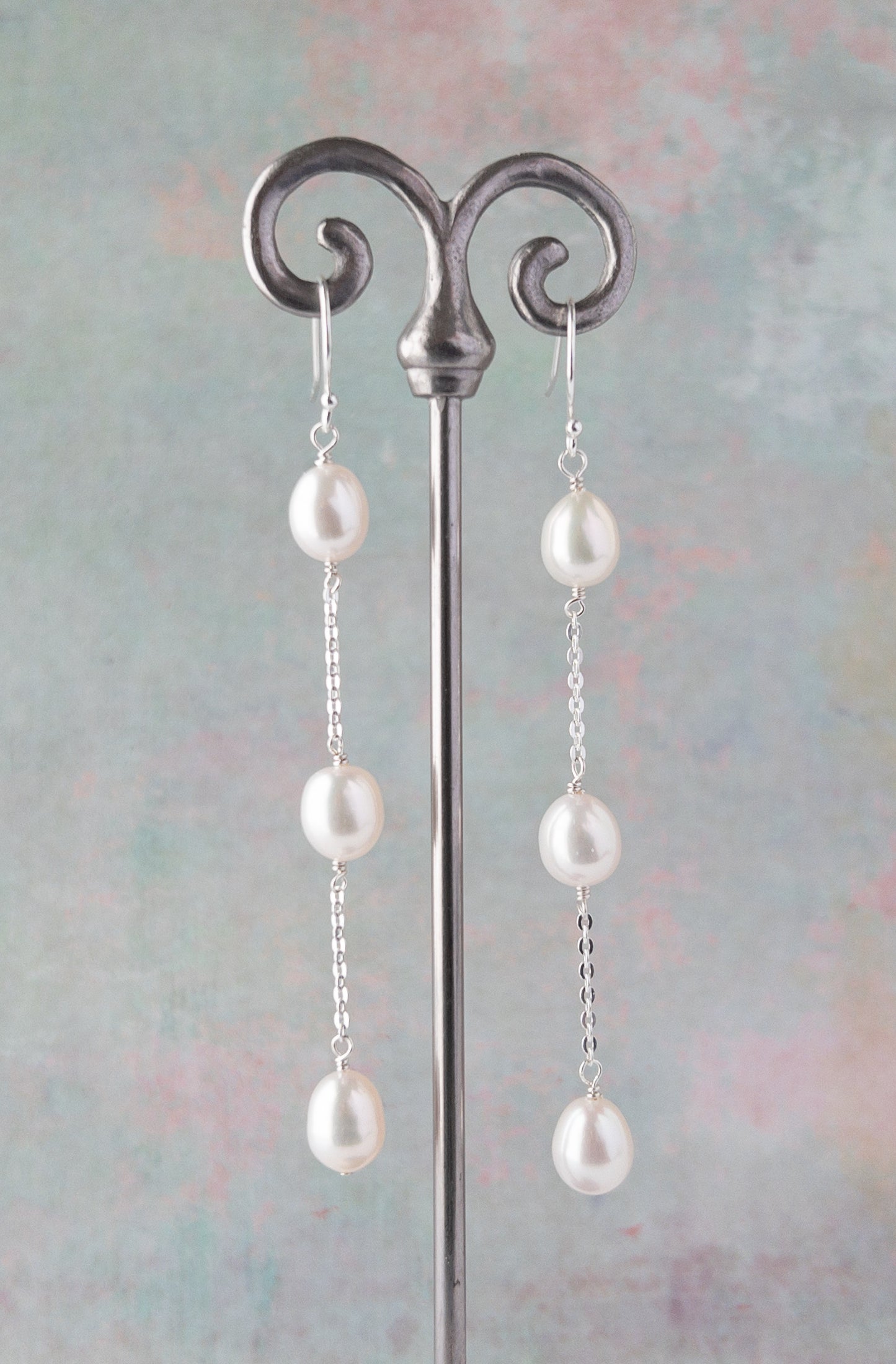 Sterling Silver Pearl Dangle Earrings