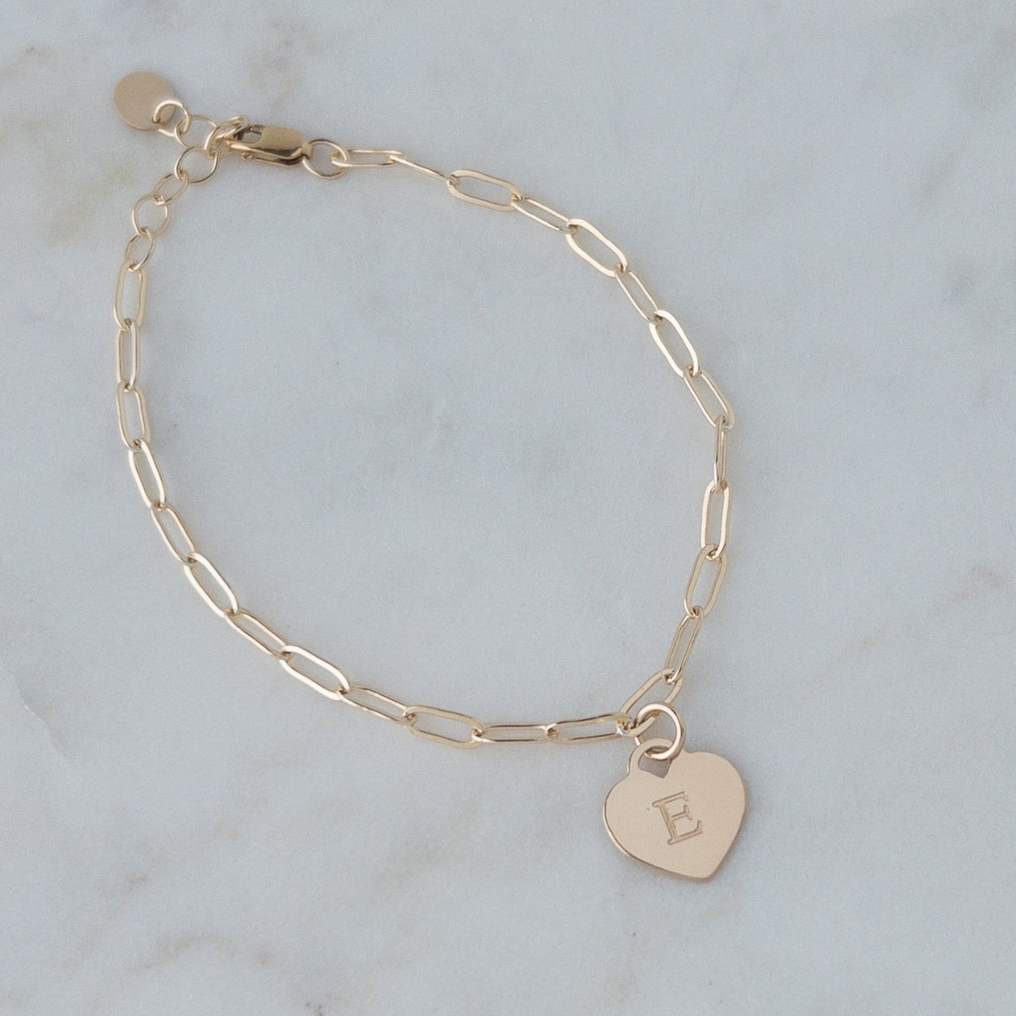 14k gold filled personalized charm bracelet with letter