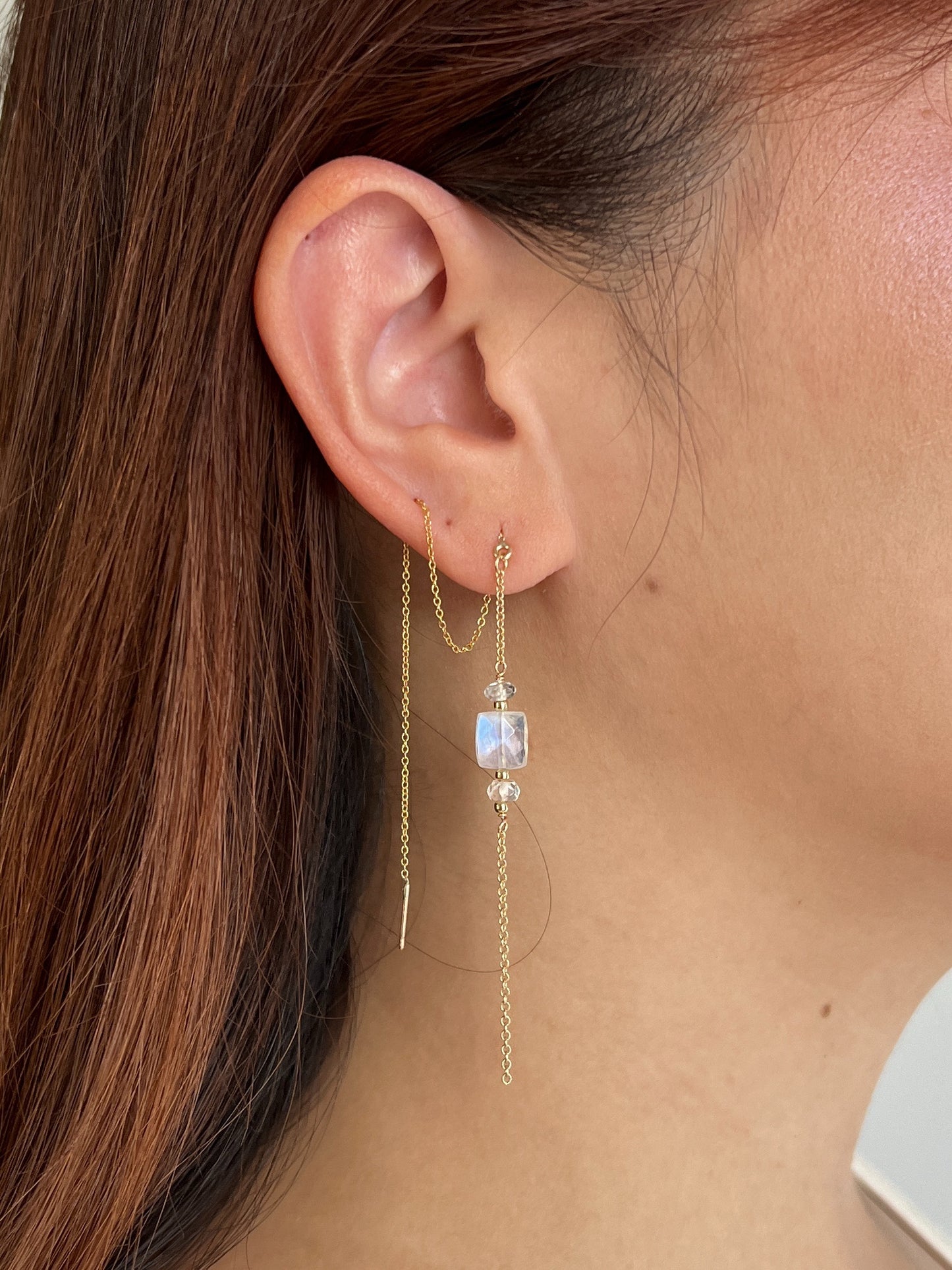 Moonstone Threader Earring