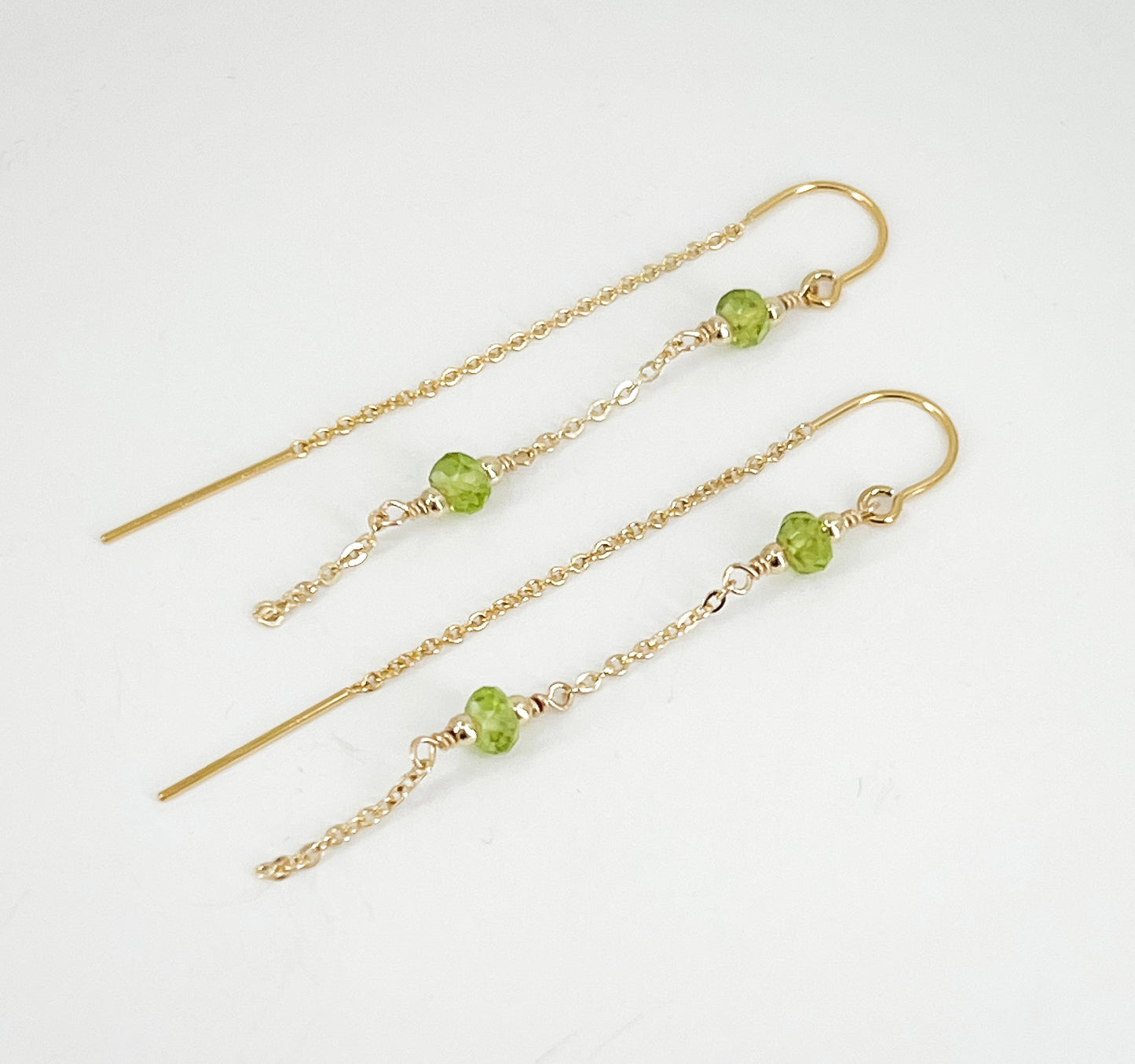 Dainty Peridot Threader Earrings