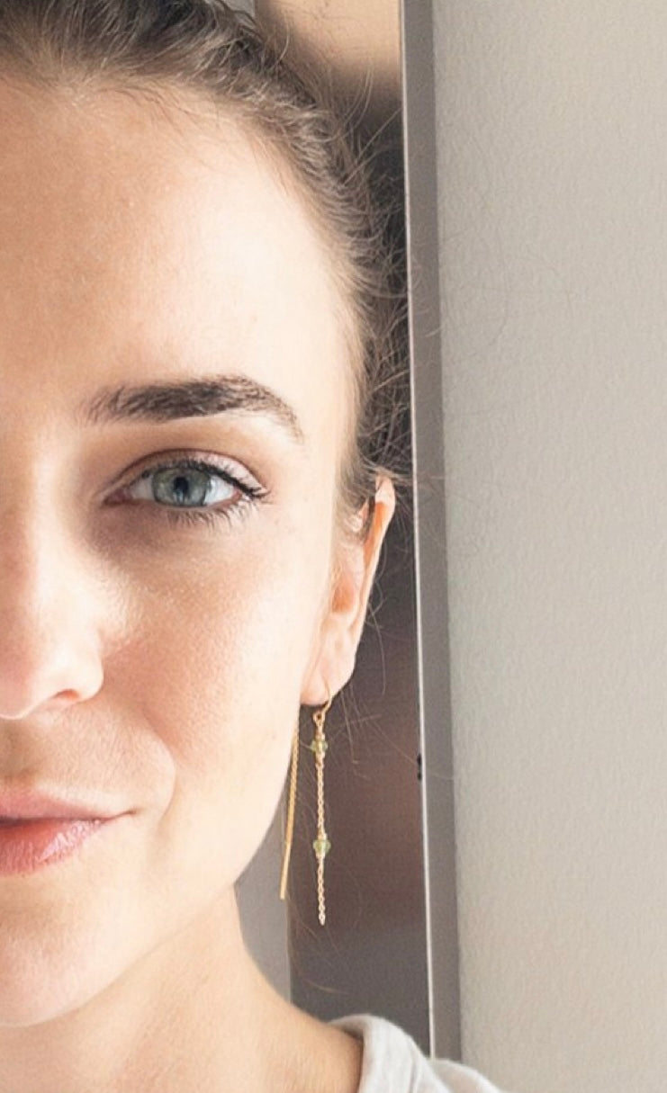 Dainty Peridot Threader Earrings