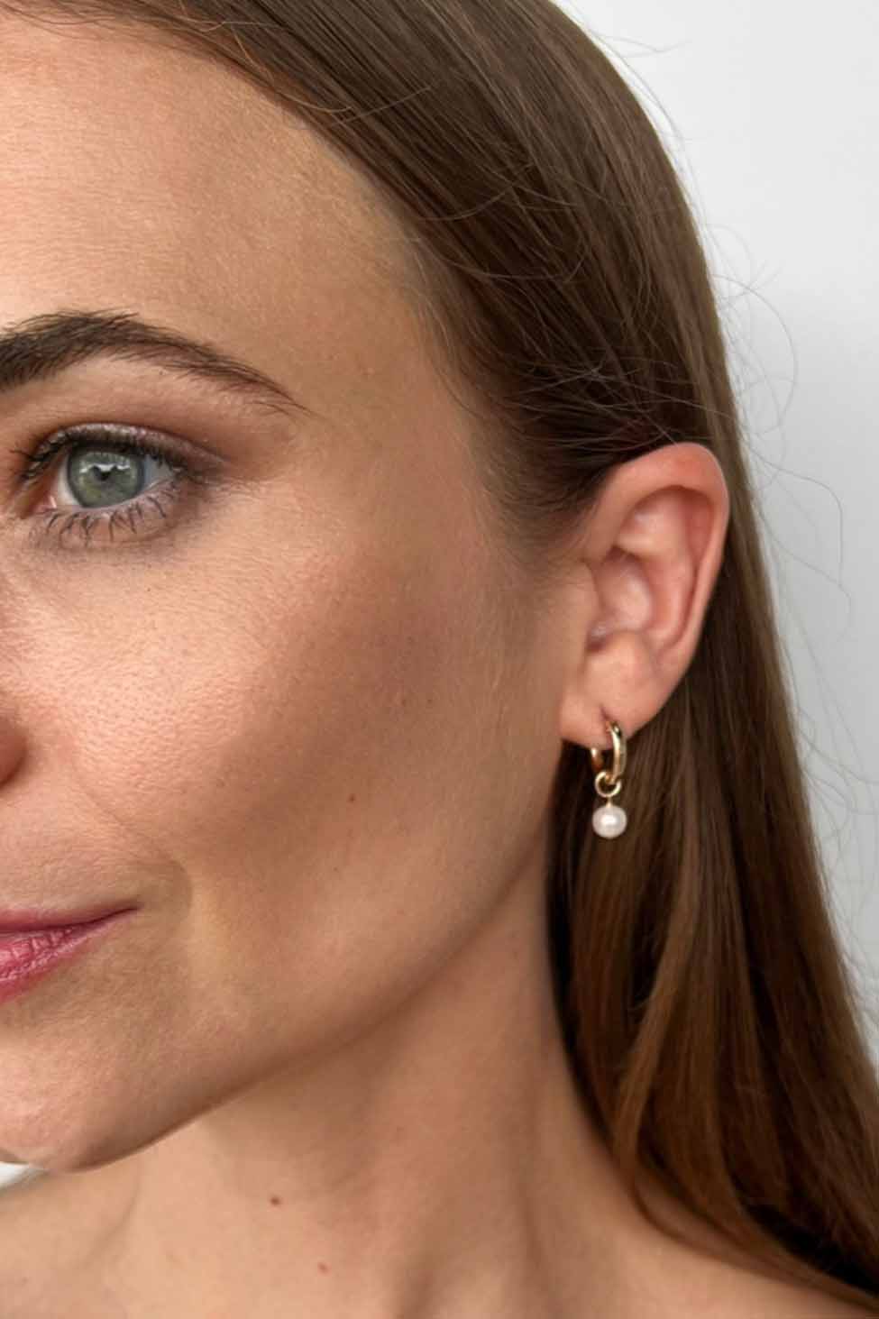 Lucia Pearl Huggie Earrings