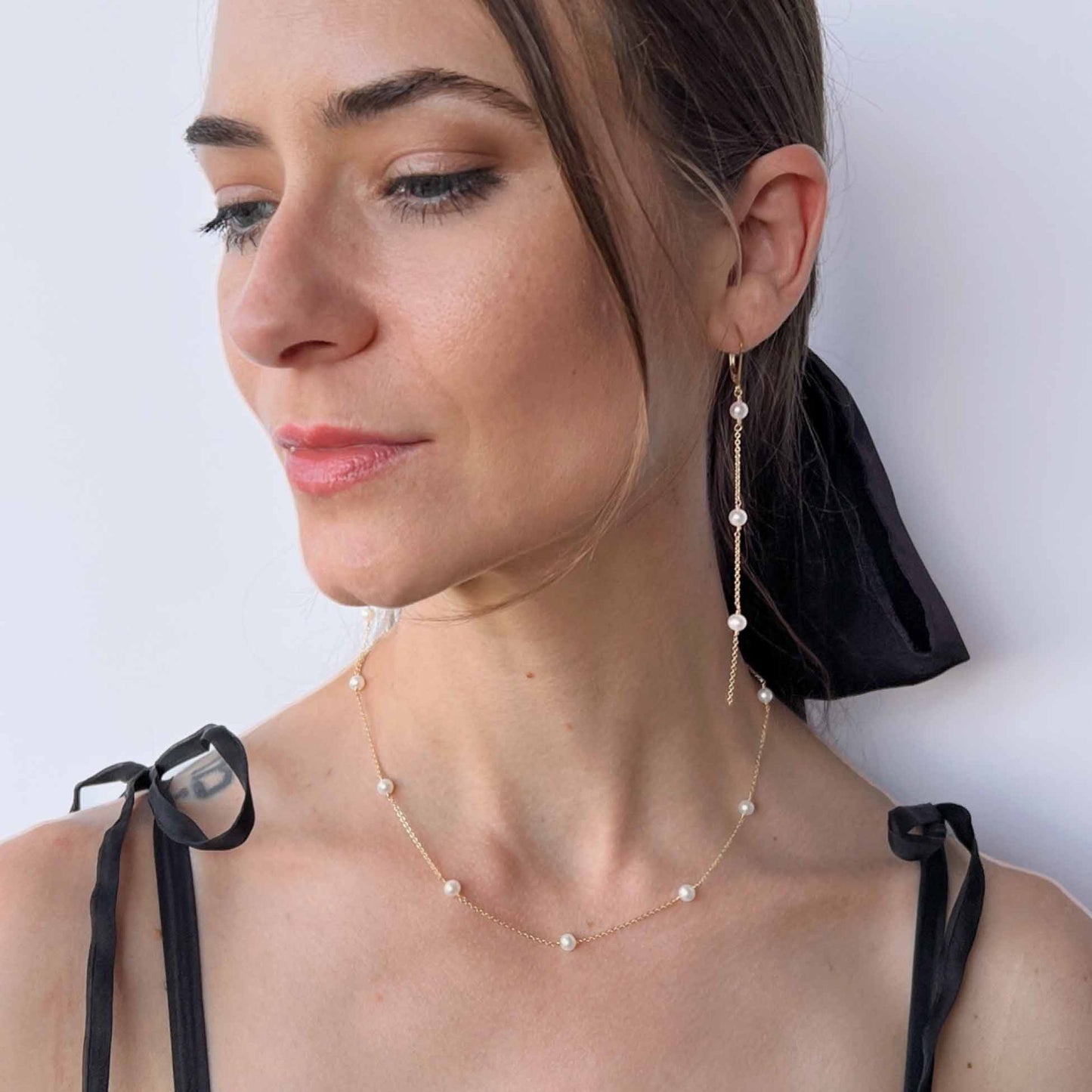 Lucia Long Pearl Earrings