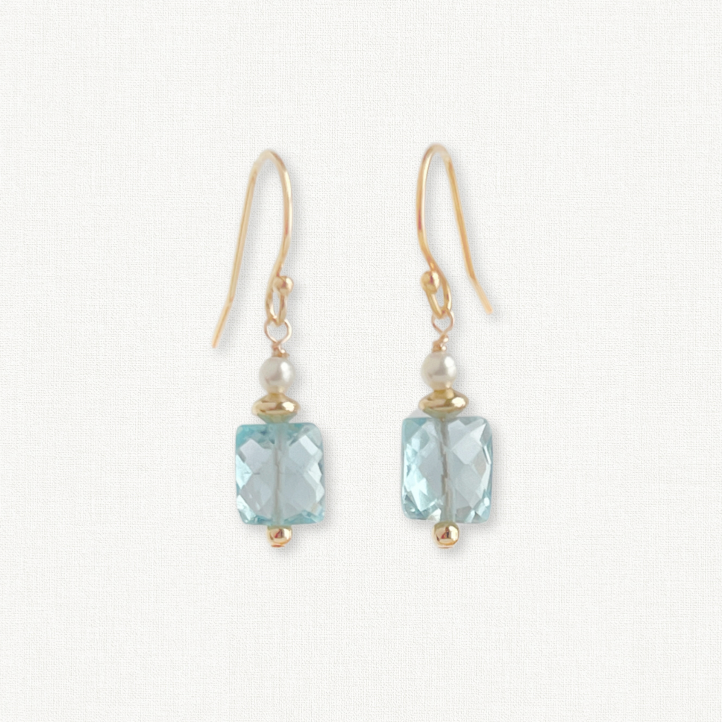 Azure Drop Earrings | Blue Topaz & Pearl Bridal Earrings