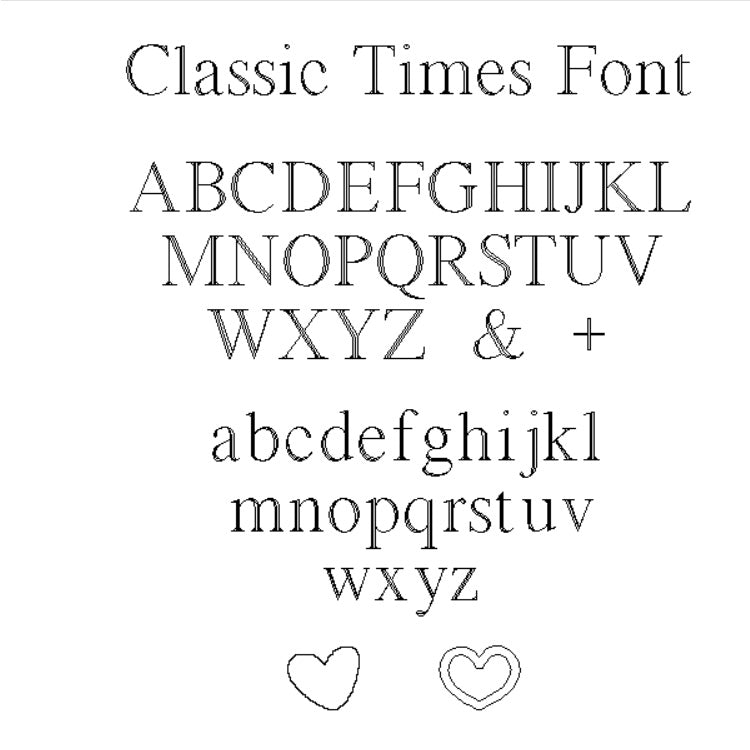 font chart for time engraving