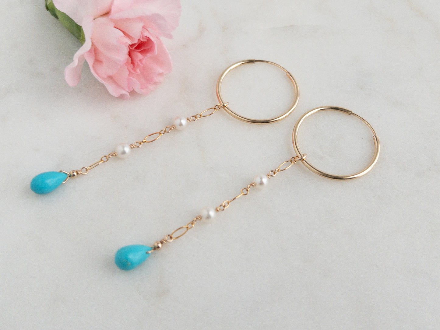 Celeste Sleeping Beauty Turquoise Hoop Earrings