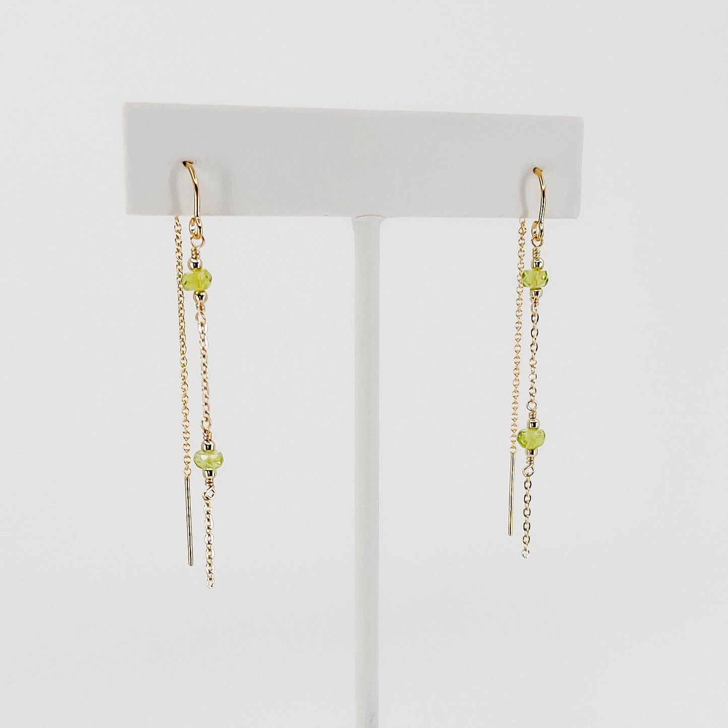 Dainty Peridot Threader Earrings