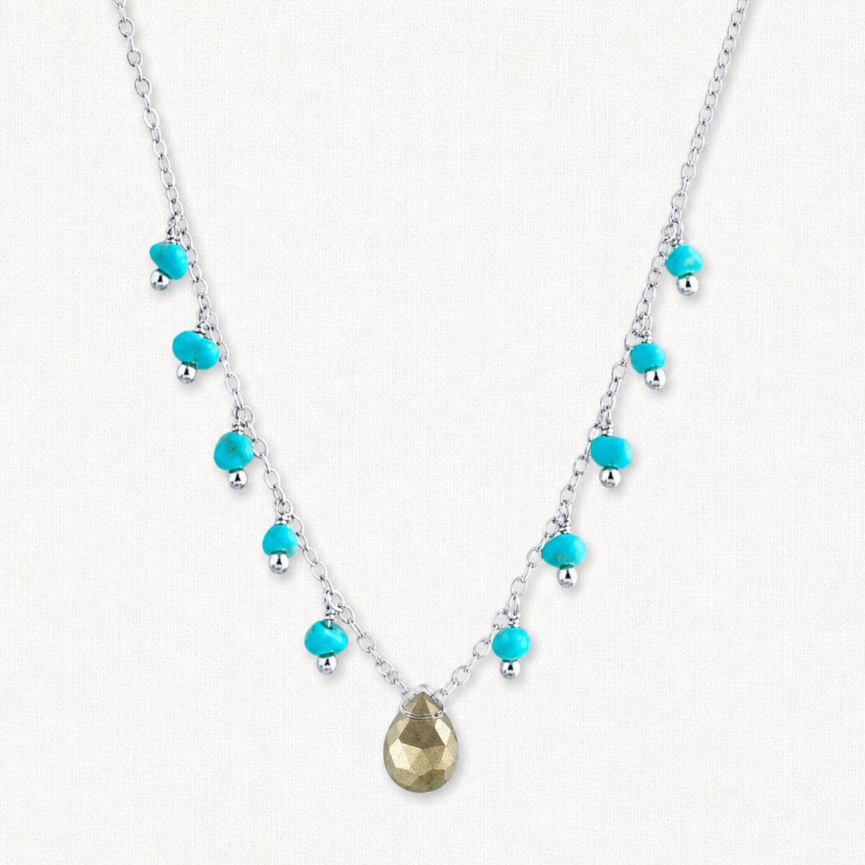 Celeste Pyrite Turquoise Dangle Necklace