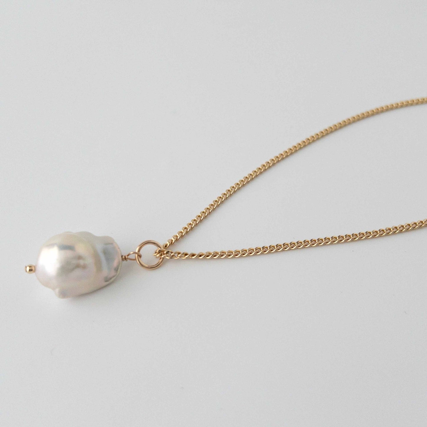 Large Pearl Necklace on 14k gold filled curb chain