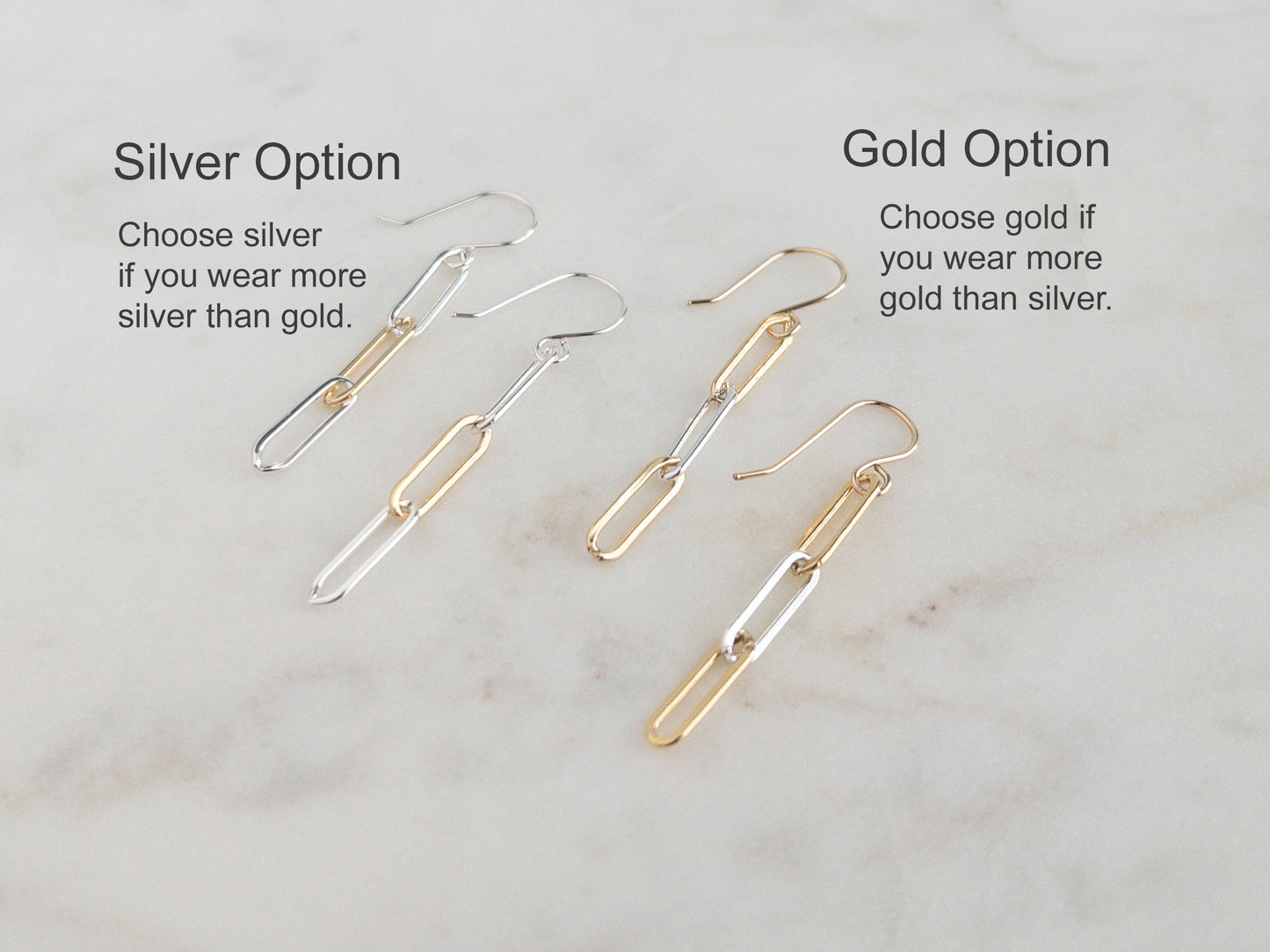 Gold and Silver Chain Link Earrings
