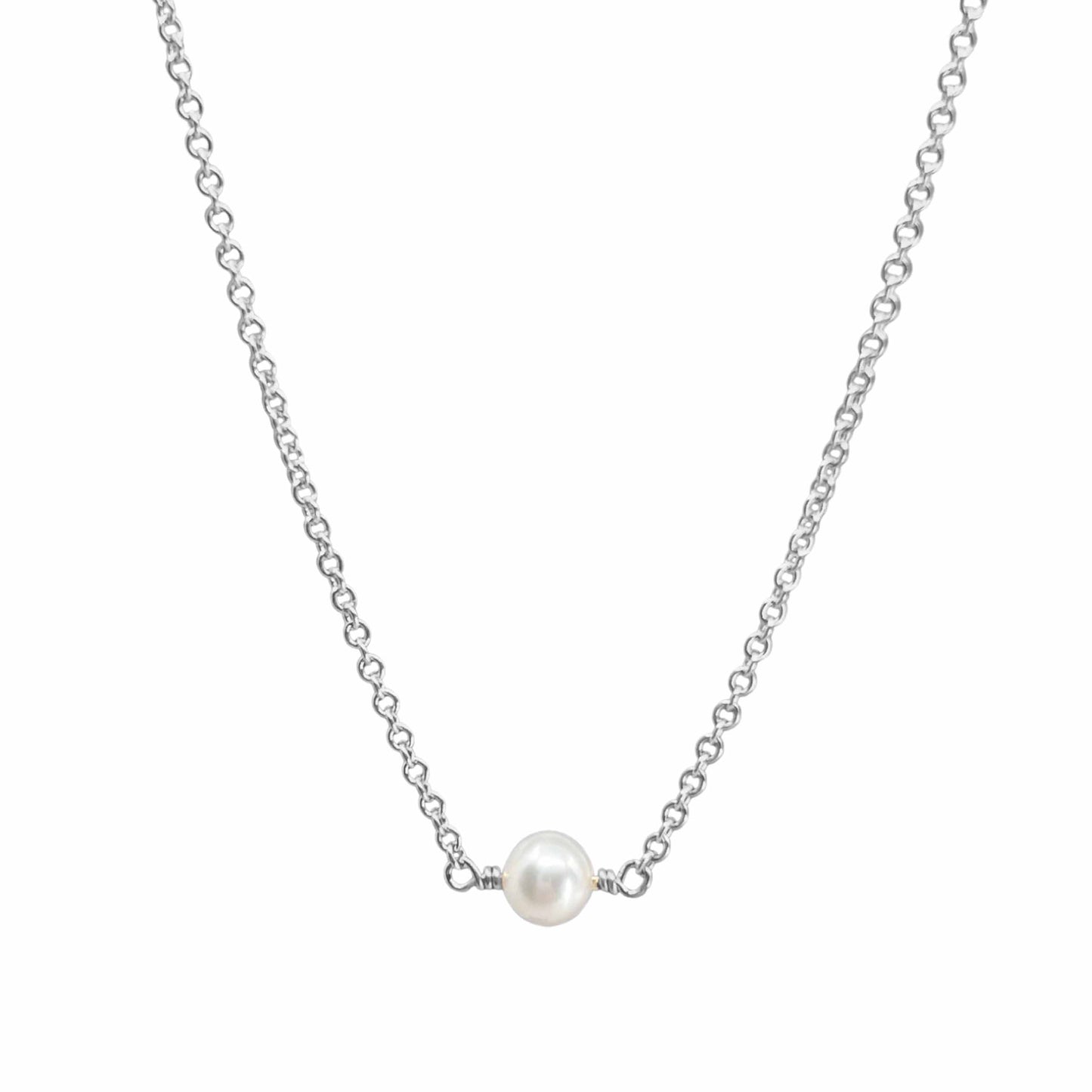 sterling silver chain with a single pearl