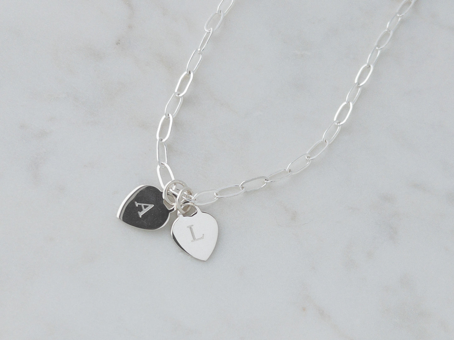 sterling silver letter charms on chain necklace