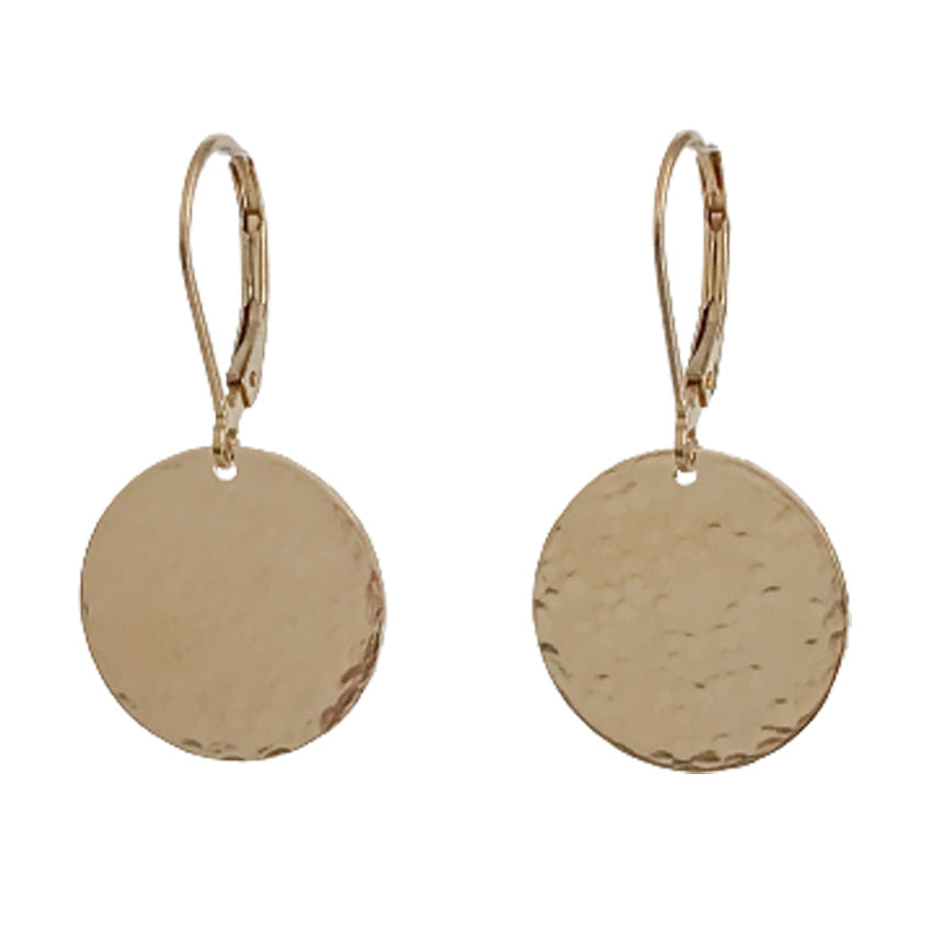 leverback hammered disc earrings