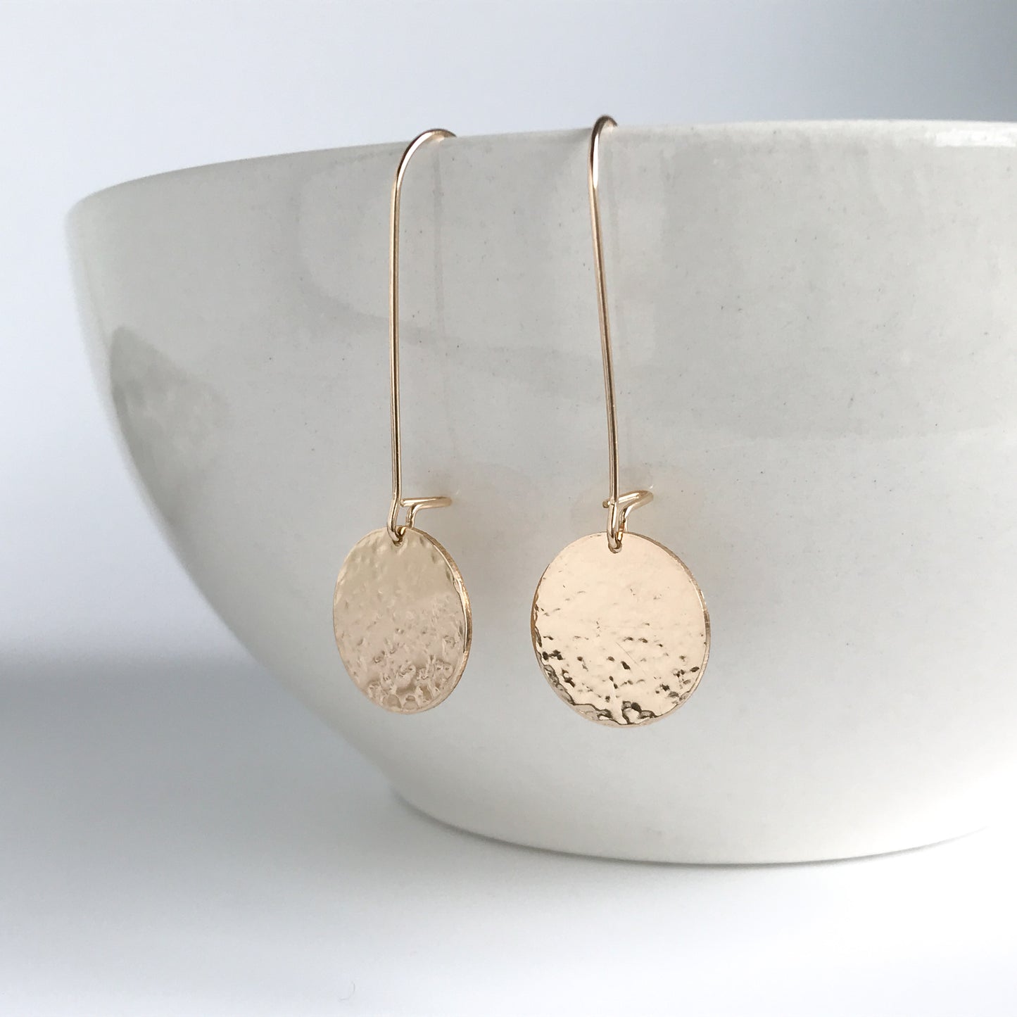 Long Dangle Disc Earrings
