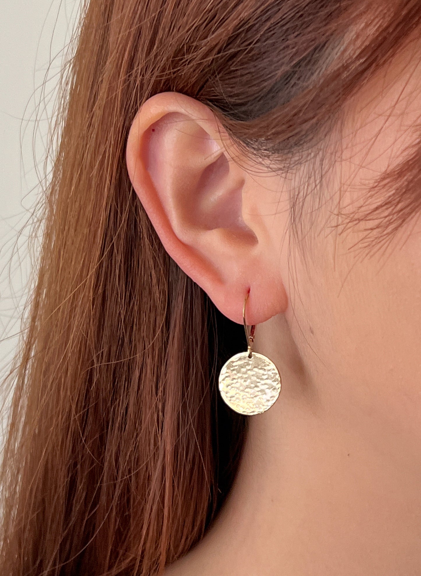 Hammered Gold Earrings - Leverback Earrings