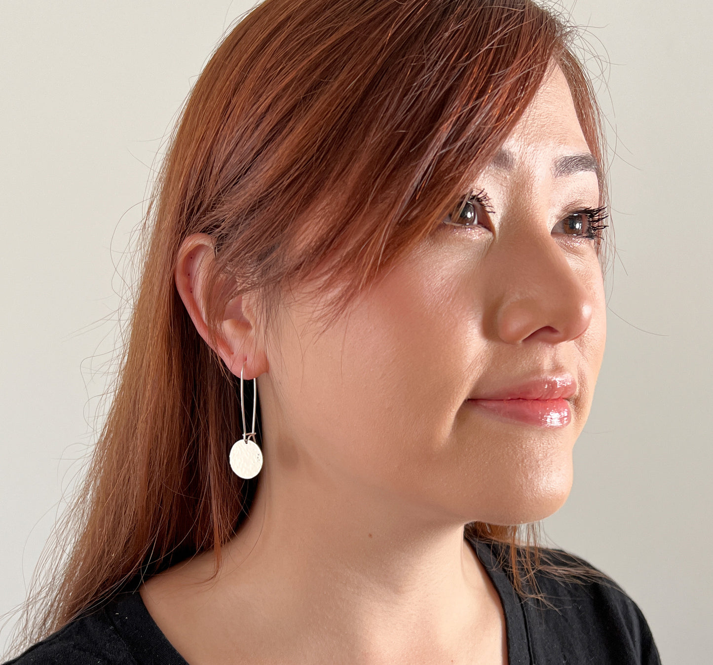 Long Dangle Disc Earrings