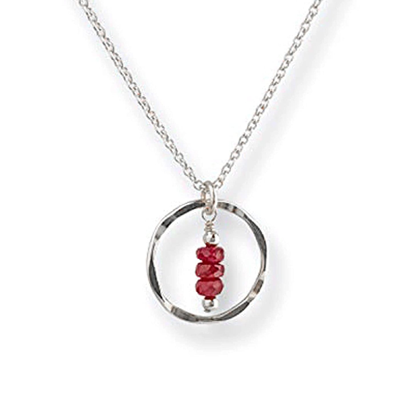 Dainty Ruby Eternity Circle Necklace