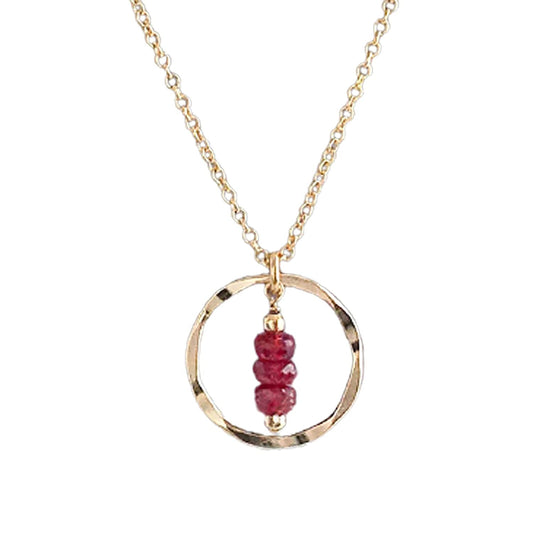 Dainty Ruby Eternity Circle Necklace