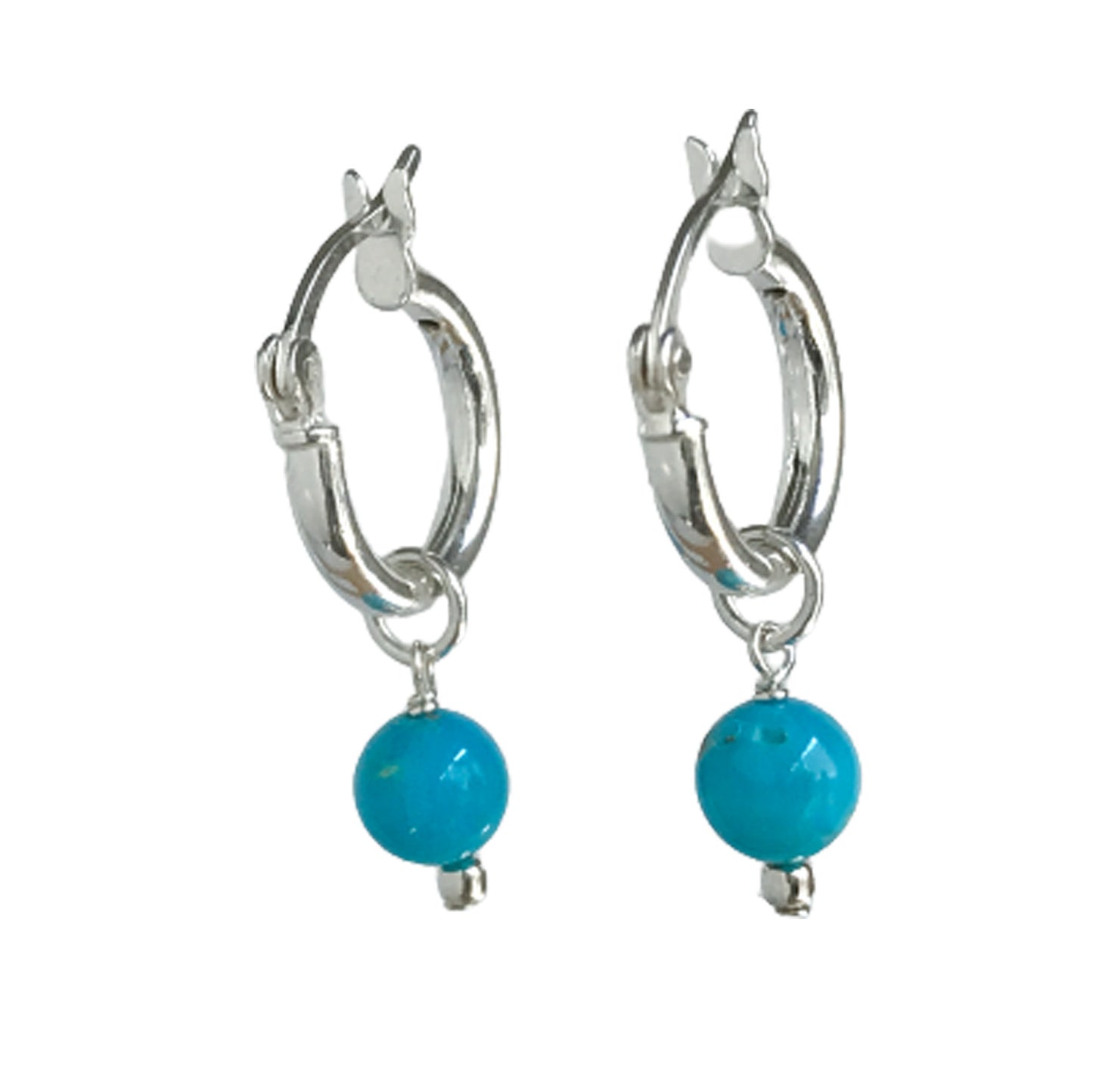 Turquoise Huggie Earrings - Sterling Silver or Gold Filled Small Hoop Earrings