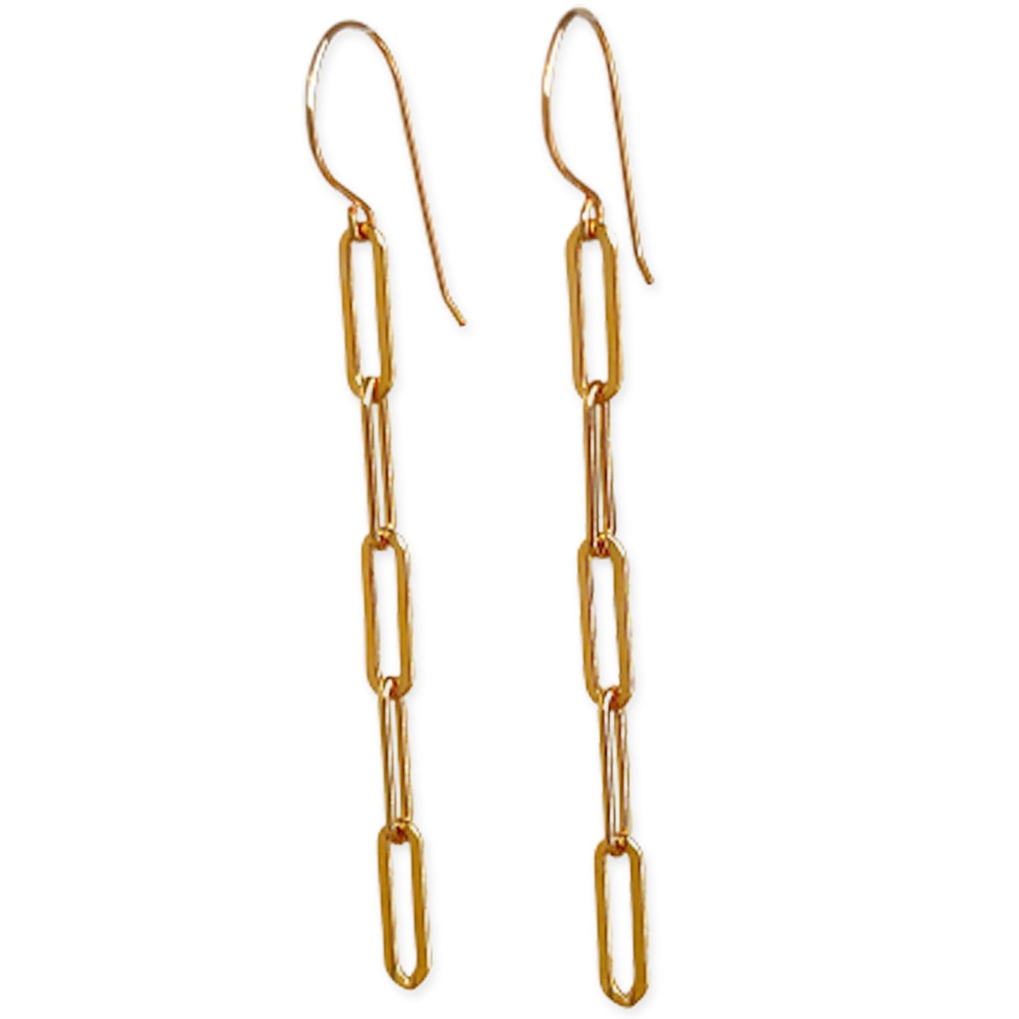 Gold Paperclip Chain Link Earrings