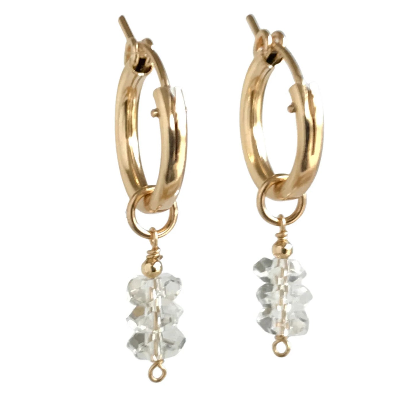 Herkimer Diamond Earrings - Huggie Hoop Earrings
