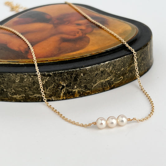 3 Pearl Necklace - Dainty Pearl Necklace