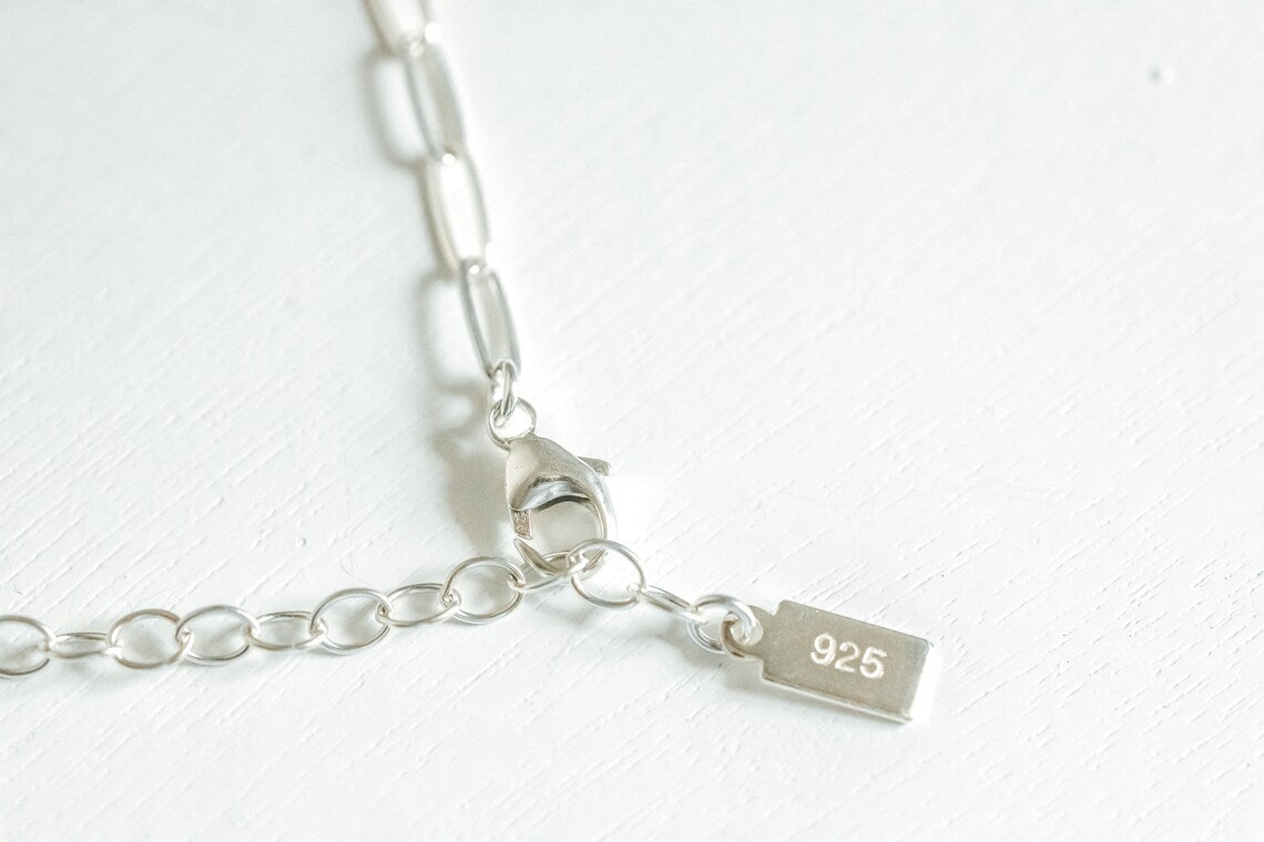 Silver or Gold Bracelet with Initials - Paper Clip Bracelet