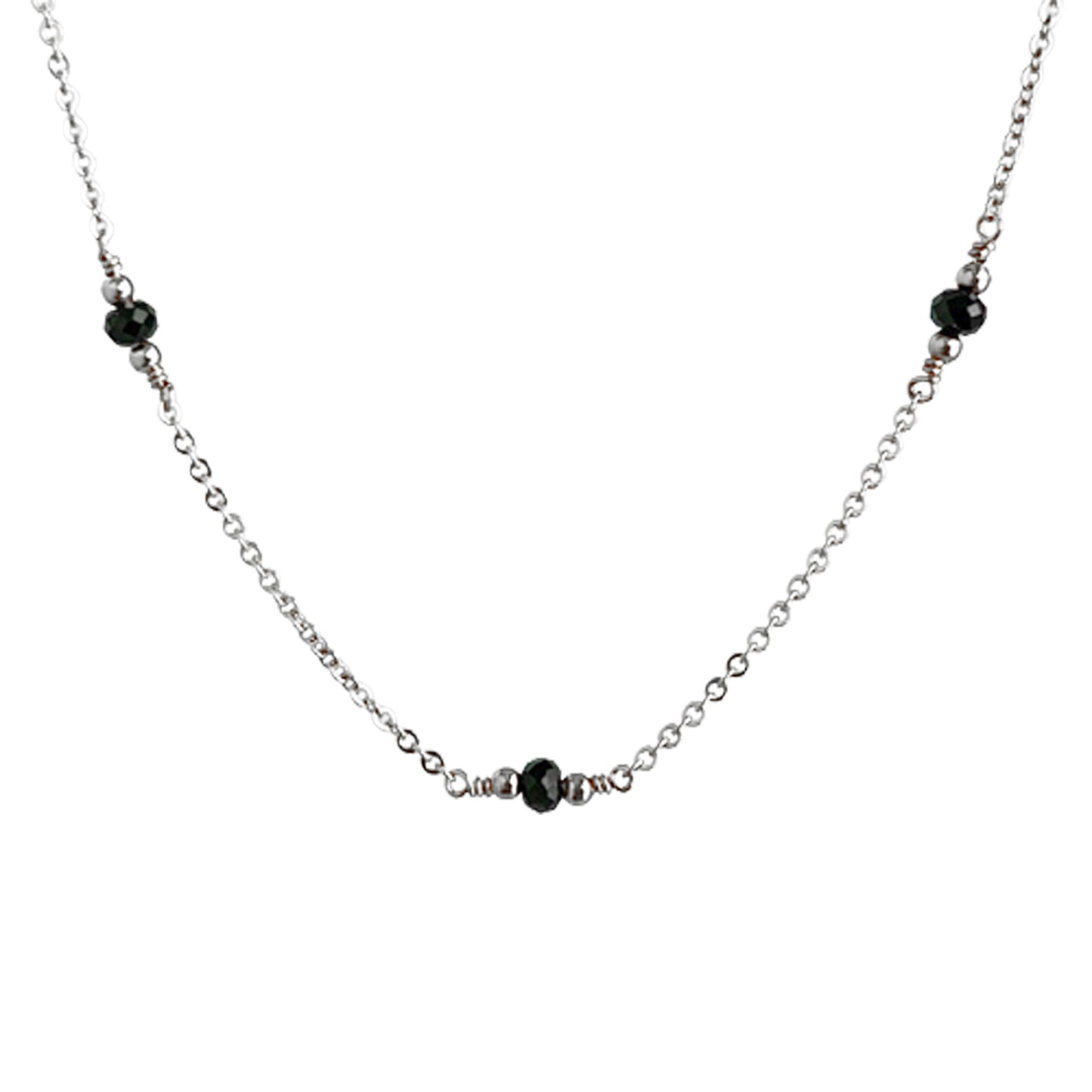 Black Spinel Station Necklace