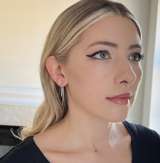 Lightning Bolt Double Piercing Earrings