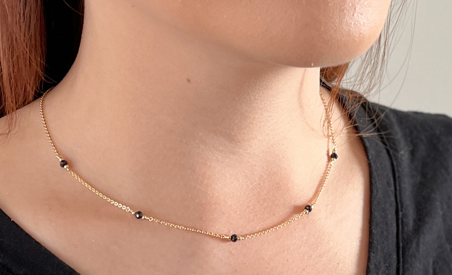 Black Spinel Station Necklace